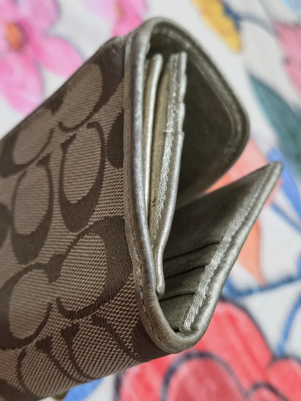 Coach Legacy Signature Jacquard Canvas Turnlock Long Wallet